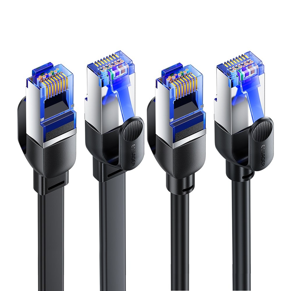 Essager 게이밍용 랜선 초고속 CAT.8 40Gbps 인터넷 랜케이블 2개입, 2m, 1세트, 납작한 케이블&동글동글한 케이블 14,300원