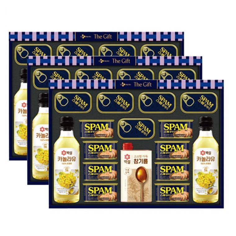 3세트 선물세트 CJ스팸 레드라벨 명절 식용유 스팸 선물 세트 참기름, 1개 361,870원