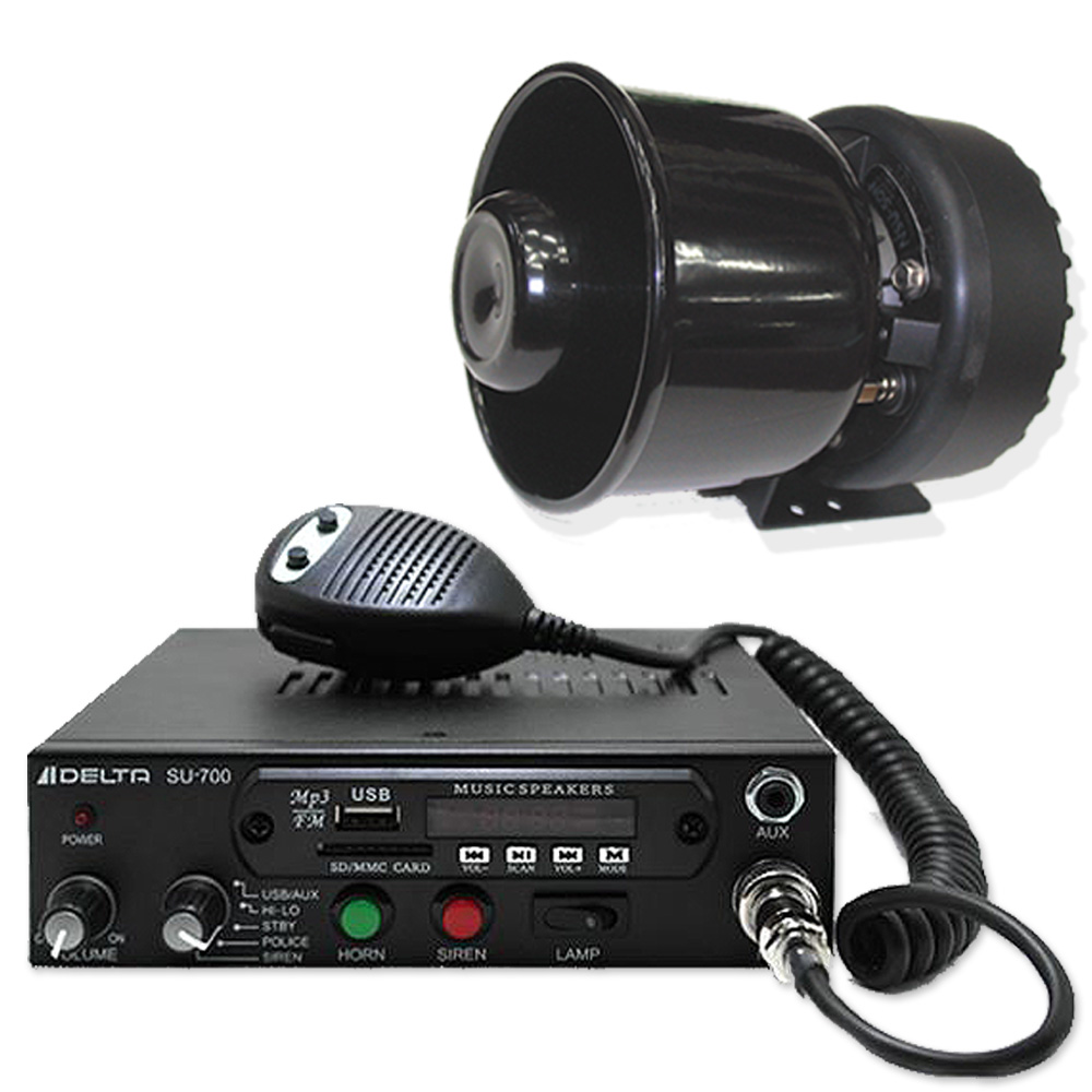 델타(DELTA) SU-700, 신제품 싸이렌앰프, USB,FM라디오기능,뽁뽁이기능,소방,구급,방범,뱃고동 HORN 음색 내장, DC 12V, 24V 전용. 50W 스피커 세트 선박,바이크,선박 앰프 313,000원