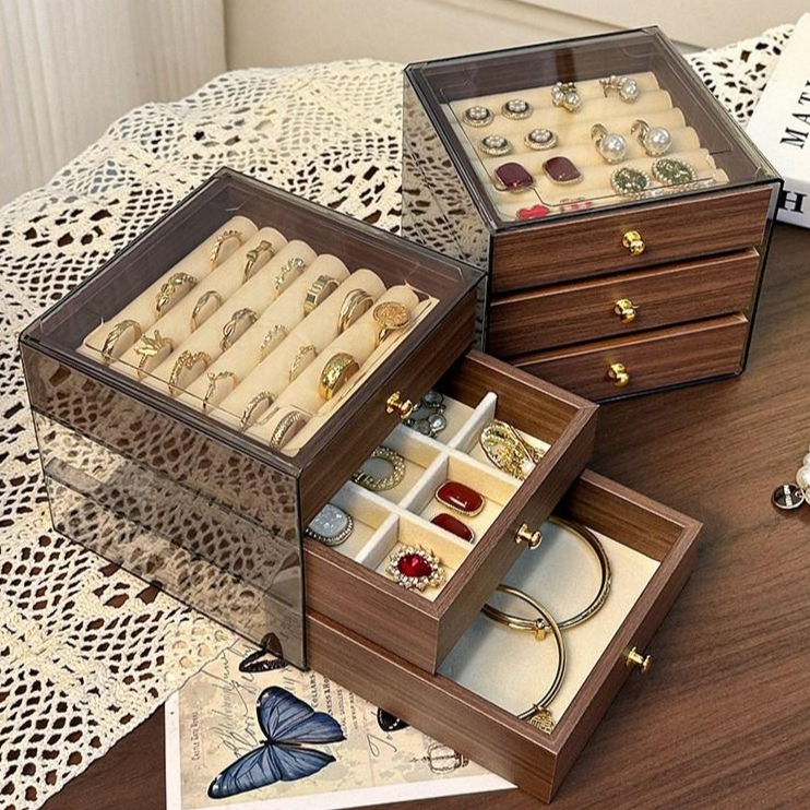 SMILE MORLI 프리미엄 우드 서랍형 주얼리 보관 악세사리 수납함, 1개, 3단 14,900원