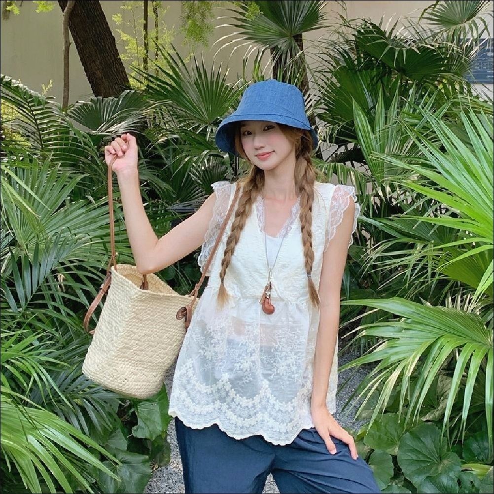 나시셔츠 레이스자수 레이어드 블라우스 여름 민소매 여성rio6+9WKa 50,980원