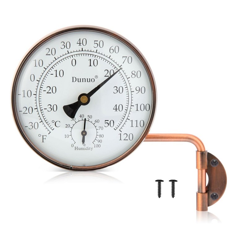 4인치 황동 실외 온도계 실내 습도가 있는 아날로그 벽걸이 파티오 차고 집 온실 창문 앤티크 브론즈 장식품 132,020원