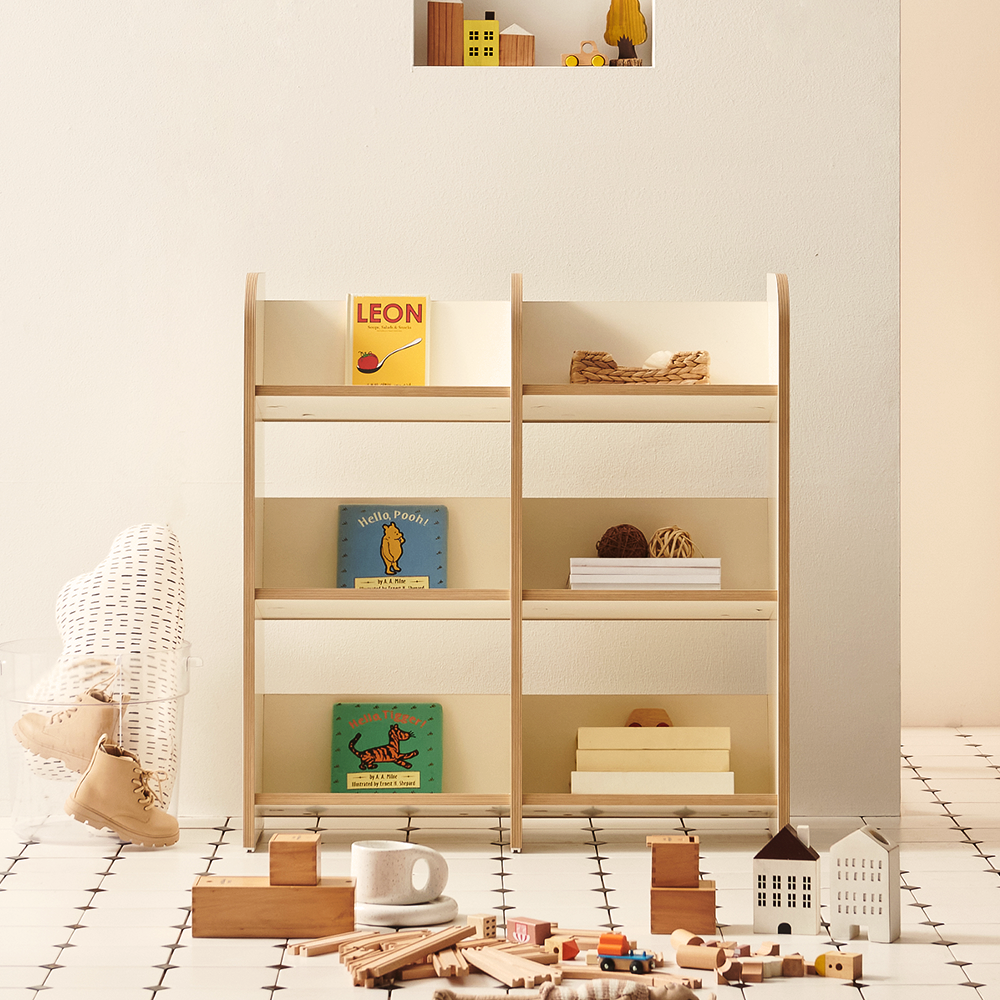 소르니아 멜로우 어린이 더블 전면 책장, 아이보리, 3단 86,950원