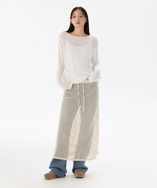 무신사 스탠다드 MUSINSA STANDARD WOMAN 우먼즈 네트 롱 스커트 [크림] MWEWP4Z01-CR 440924 35,800원