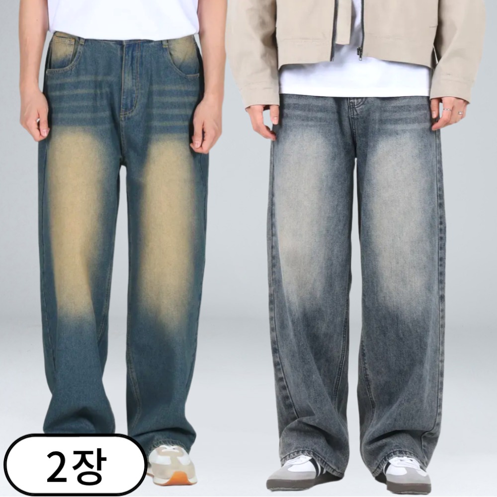 1+1 남자 청바지 빅사이즈 와이드 데님 팬츠 (6467-2) 54,300원