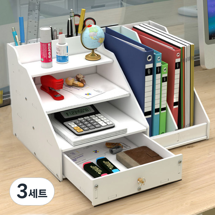 마켓플랜 모던 데스크탑 A4 4단 서류 정리함 경사형 + 책꽂이 세트 38,700원