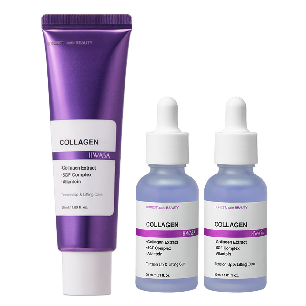 [본품세트] 화사 콜라겐 탄력 케어 저분자 고함량 EGF 앰플+크림 세트, 앰플30ml x 2+크림50ml, 1개 33,900원