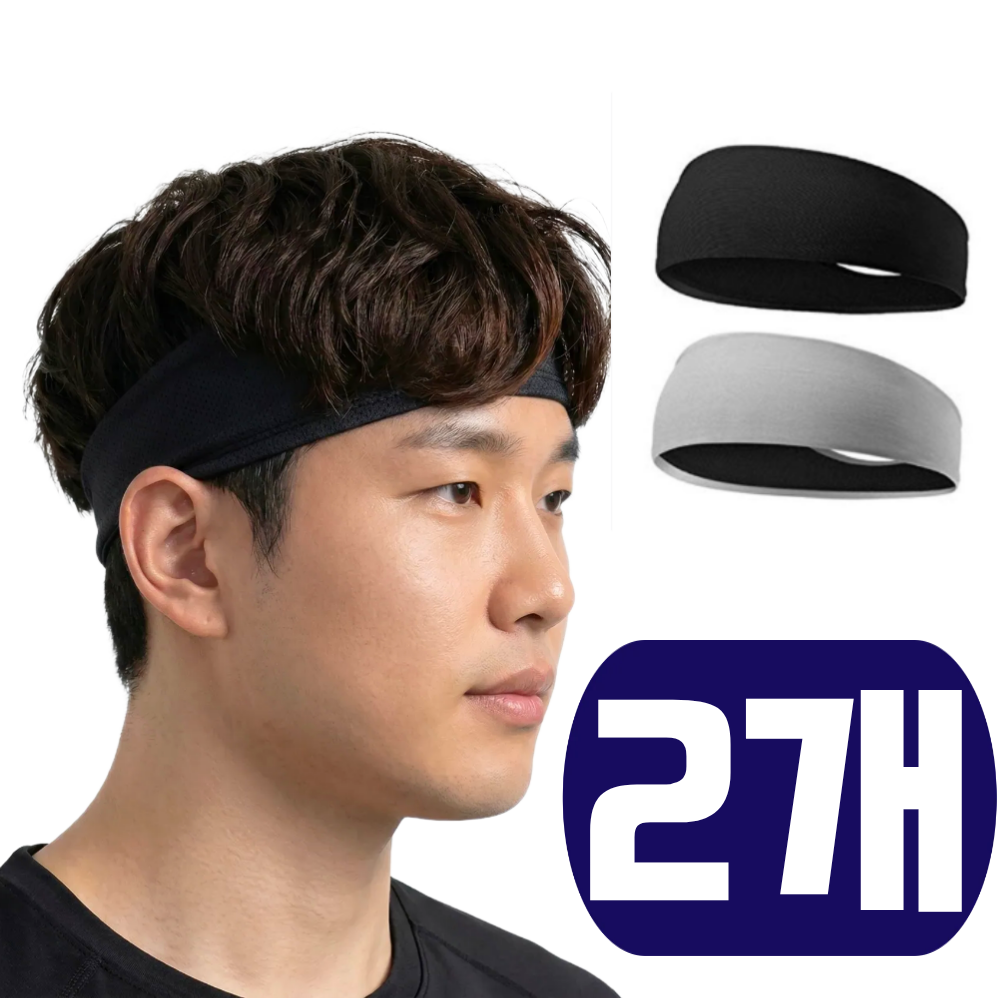 브랜스 흘러내림없는 고탄성 땀흡수 러닝 헤어밴드, 블랙+그레이, 1세트 14,100원