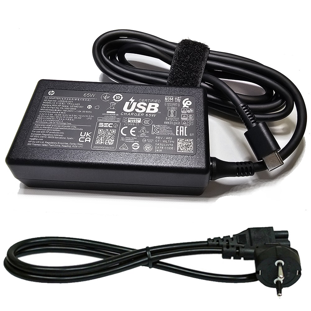HP 정품 65w C타입 PD 충전기 어댑터 노트북 전원 TPN-LA23 전원케이블포함 35,500원