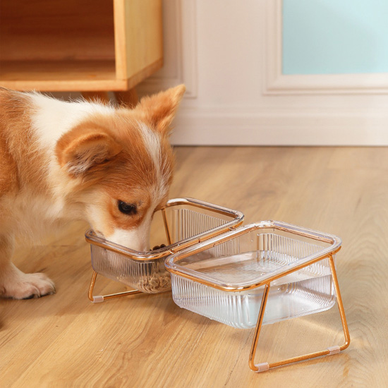 오멍 골드스퀘어볼 강아지 밥그릇 키높이 중대형견 철제프레임, 1개, 2구 12,500원
