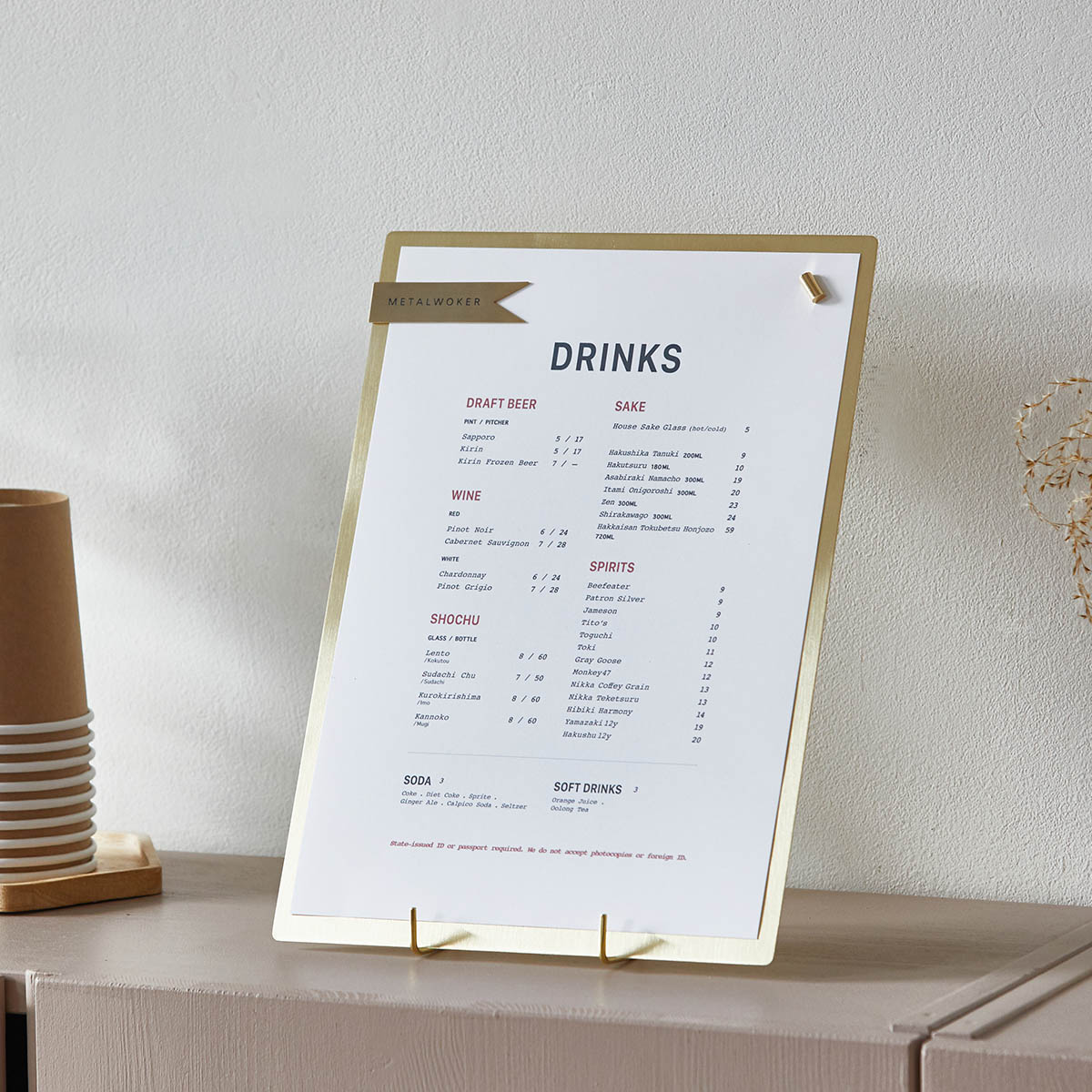 황동 골드 A4 클립보드 스탠드 카페메뉴판(로고각인), 1개 45,000원