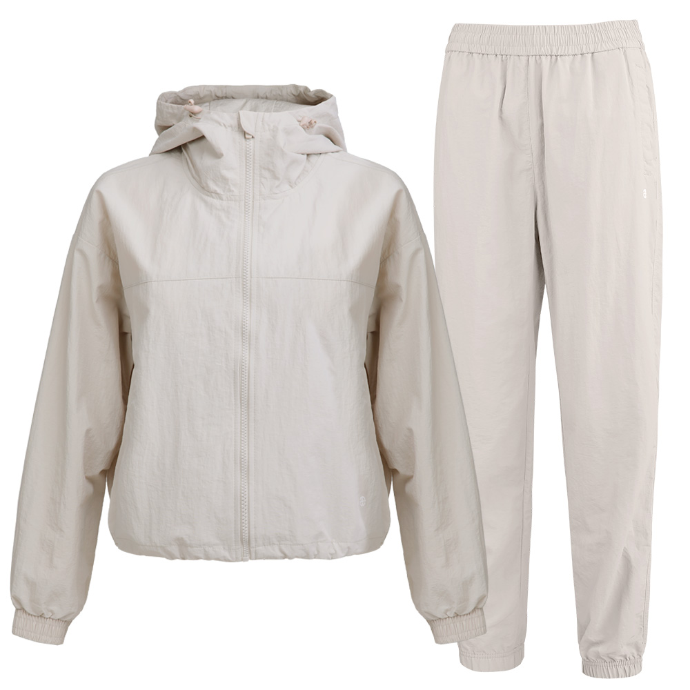 [투엘라] 여성 우븐 트레이닝 세트_프리미엄 나일론 100% 후드 집업 조거 팬츠 트레이닝복 상하의 셋업 49,870원