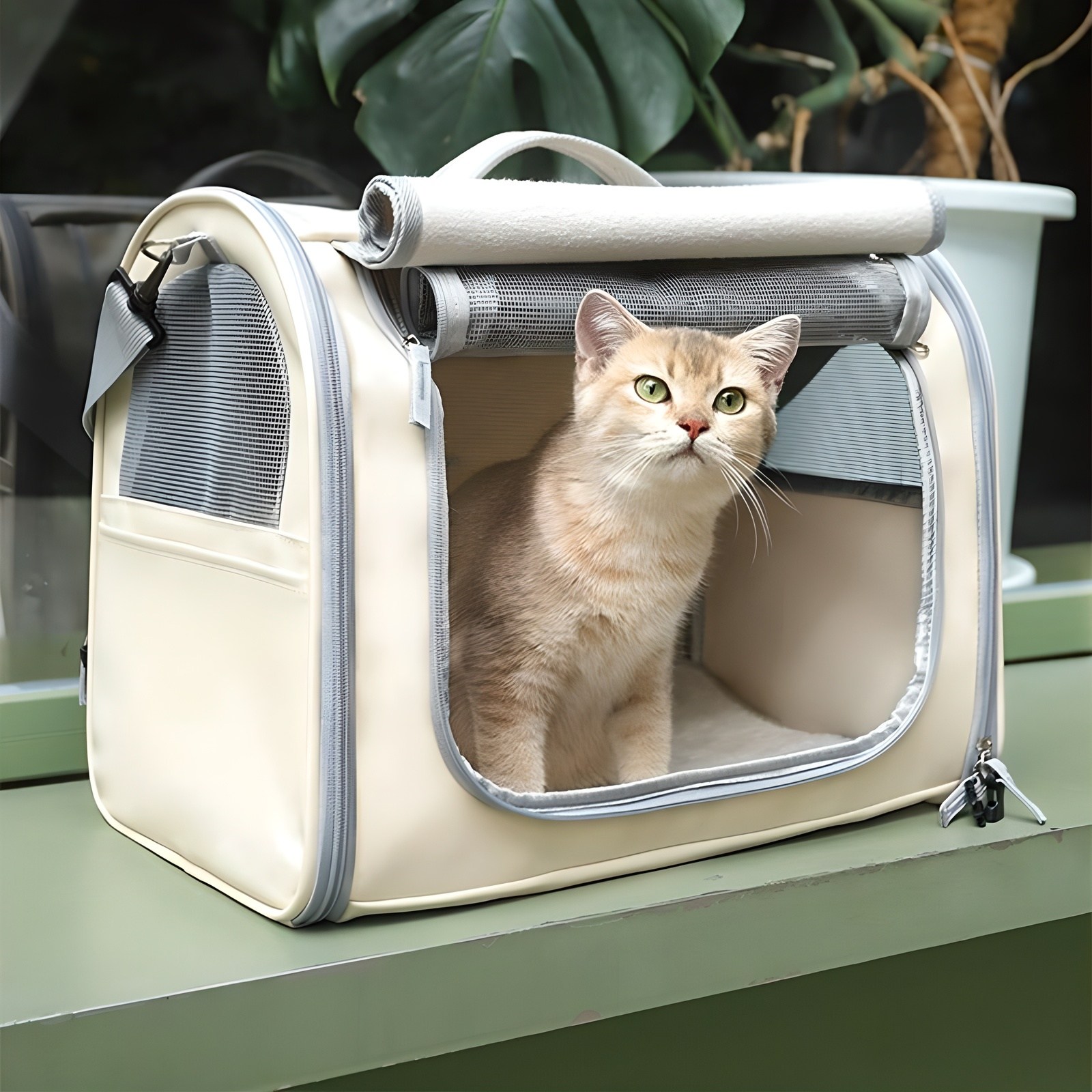 ZOZOFO 고양이 이동장 강아지 이동가방 반려동물 이동가방 삼면통풍 이동가방+이너쿠션 21,900원