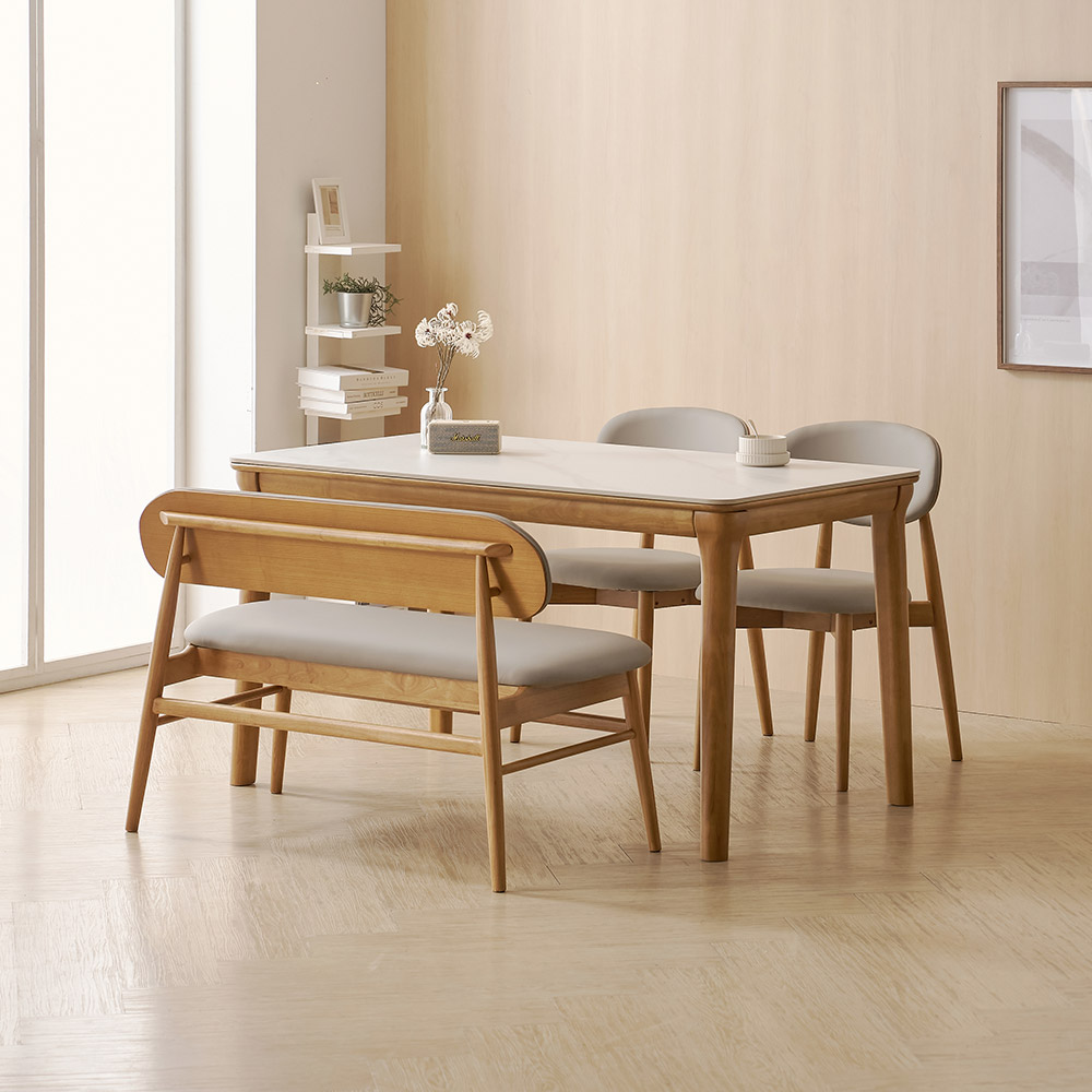 라로퍼니처 보나 1400 포세린 통 세라믹 4인 고무나무 원목 식탁 세트 452,000원