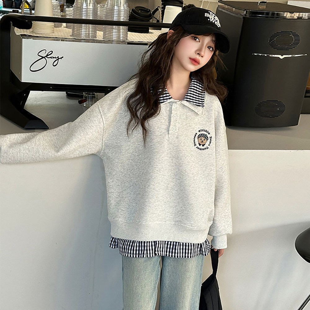 인싸모여 초등 주니어 체크 카라 맨투맨 티셔츠 28,900원