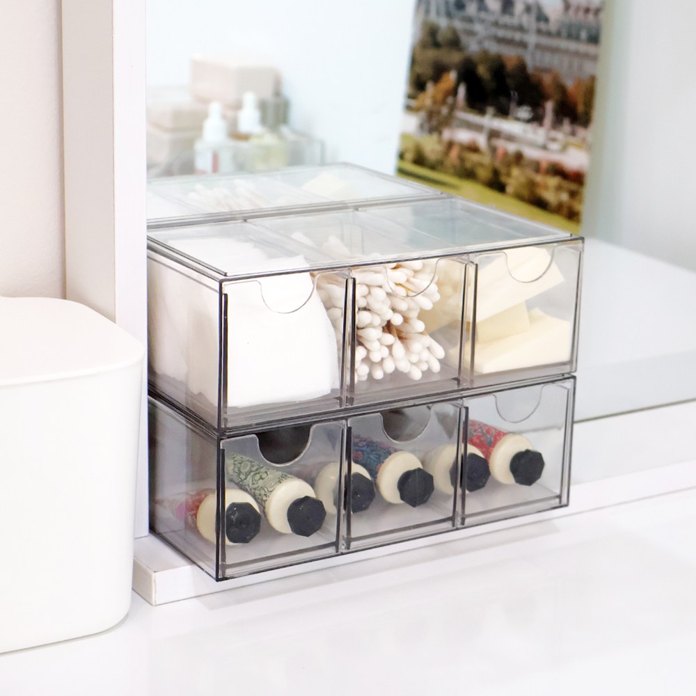 이지유 서랍식 미니 3칸 정리함 욕실장 화장대 칸막이 서랍형 다용도 수납함, 투명, 1개 7,800원