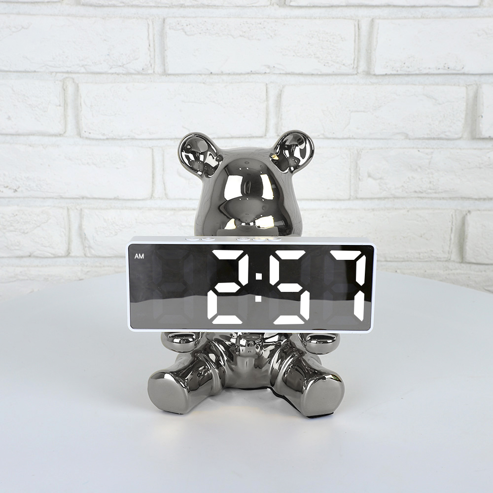 플랜와이 시크 곰돌이 인테리어 트레이 LED 시계 집들이 선물 탁상 현관 소품 보관함 19,400원