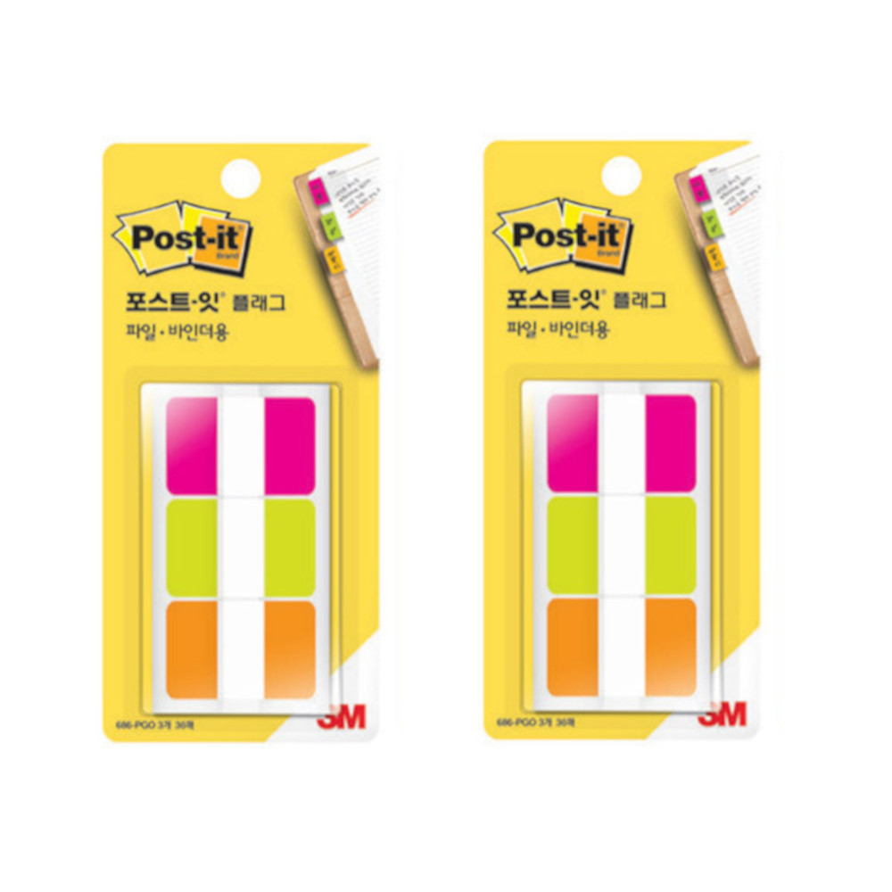 3M 포스트잇 플래그 인덱스탭 분류용 파일 바인더용 N686-PGO 38*25.4mm 12매x3색(2개입) 13,500원