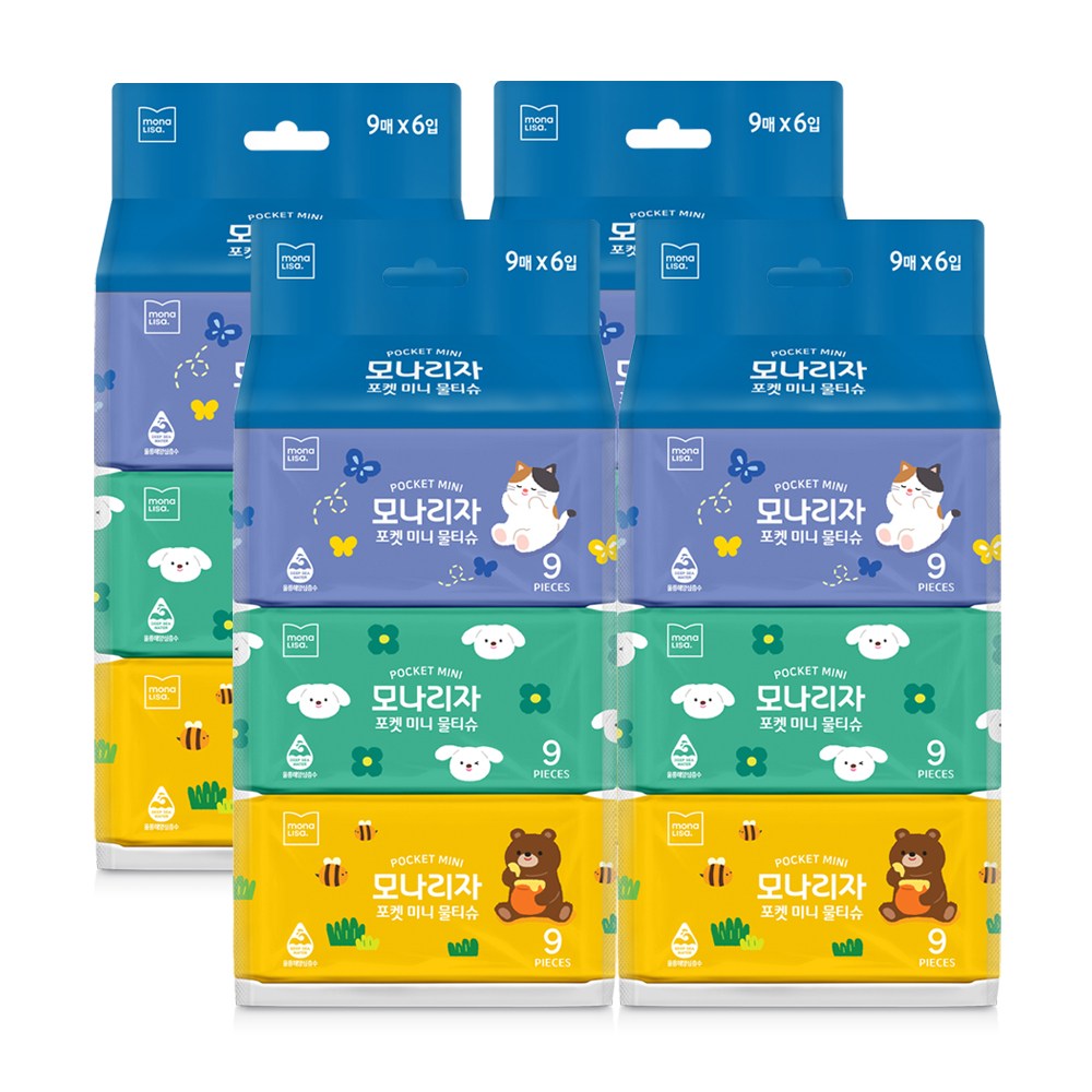 모나리자 휴대용 포켓 물티슈, 4개, 6개입 12,900원