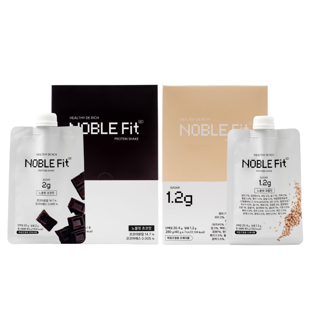 [당일출고] 세트구성 노블핏 단백질쉐이크 곡물맛 초코맛 체중조절용조제식품, 14개, 40g 41,500원