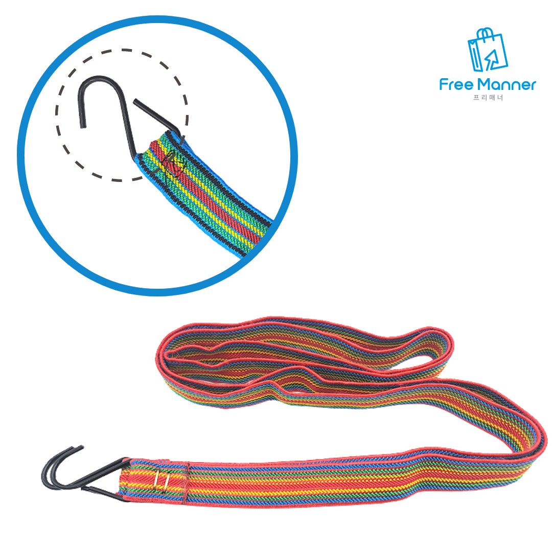 고탄력 납작 고리줄바 오토바이 자전거 퀵 배달 짐 고정 고리 고무 끈 택배 핸드 카트 화물 로프, 색상랜덤 1.8M, 1개 5,750원