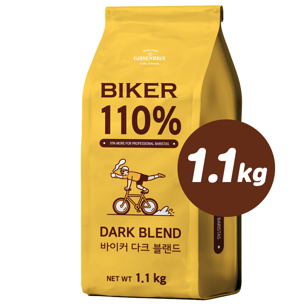 [바리스타를 이해하는 커피] 바이커110 원두커피 산미없는 고소한 다크블렌드 홀빈 바리스타 카페용, 1개, 1.1kg, 홀빈(분쇄안함), 현재가 26,900원