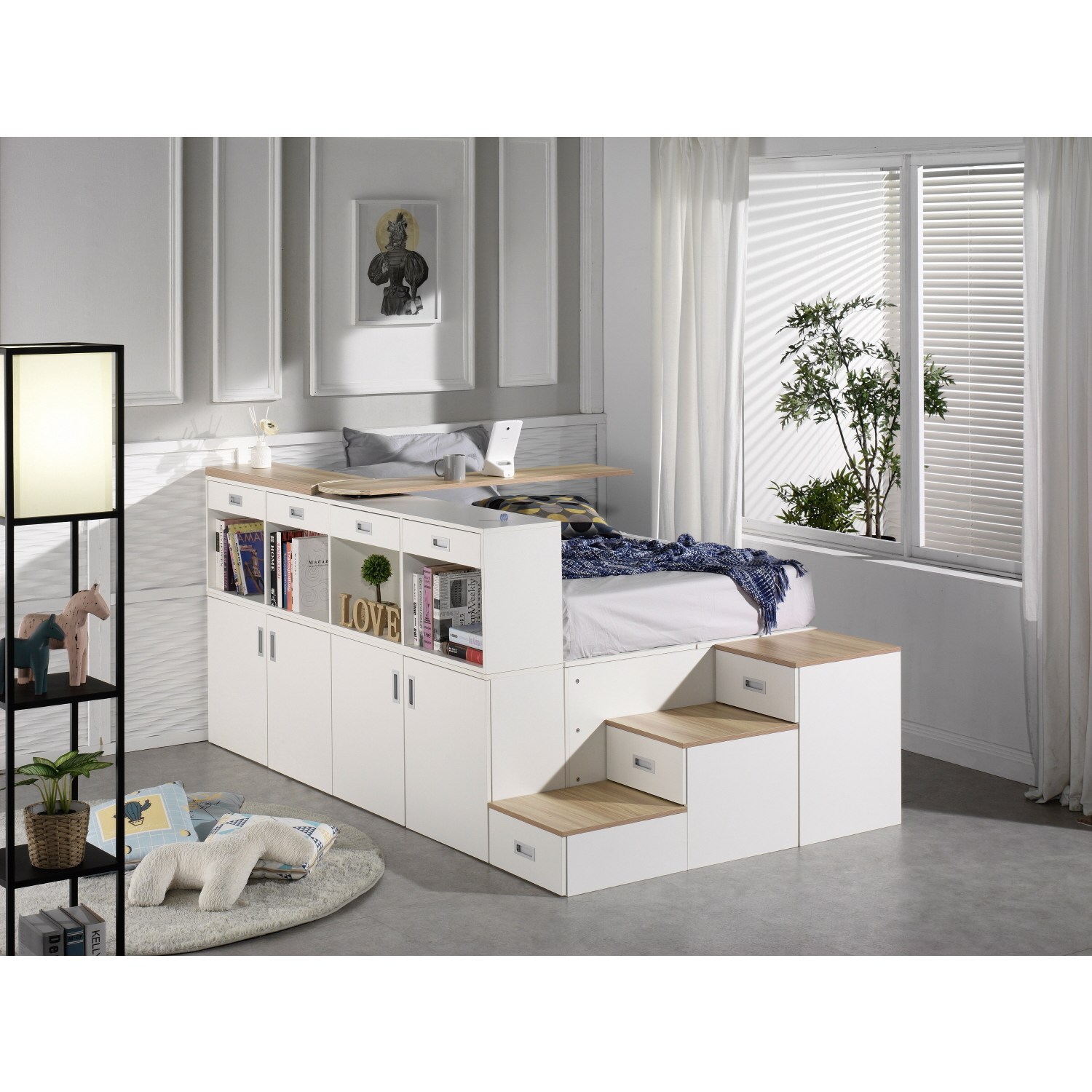 마티노가구 스텝스 평상형 수납 계단 침대(책상&추가수납 포함) + 매트리스 900,000원