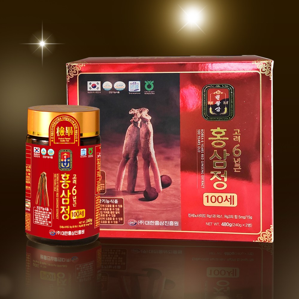 대한홍삼진흥원 고려 6년근 홍삼정 100세 480g 성인남녀공용 건강기능식품, 2개, 240g 360,000원