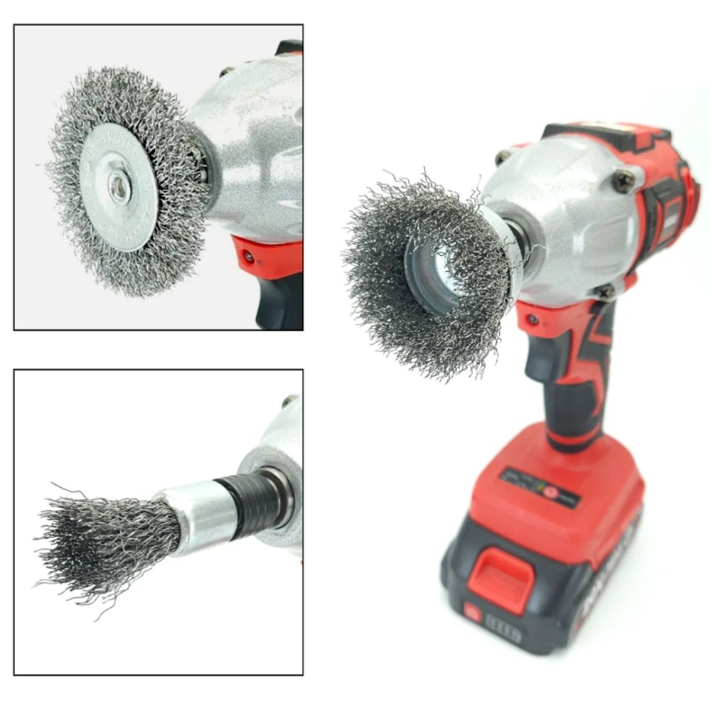 3P 세트 녹제거 페인트제거 6각 생크 와이어 컵브러쉬 평브러쉬 6.35mm 비트, 1세트 9,750원