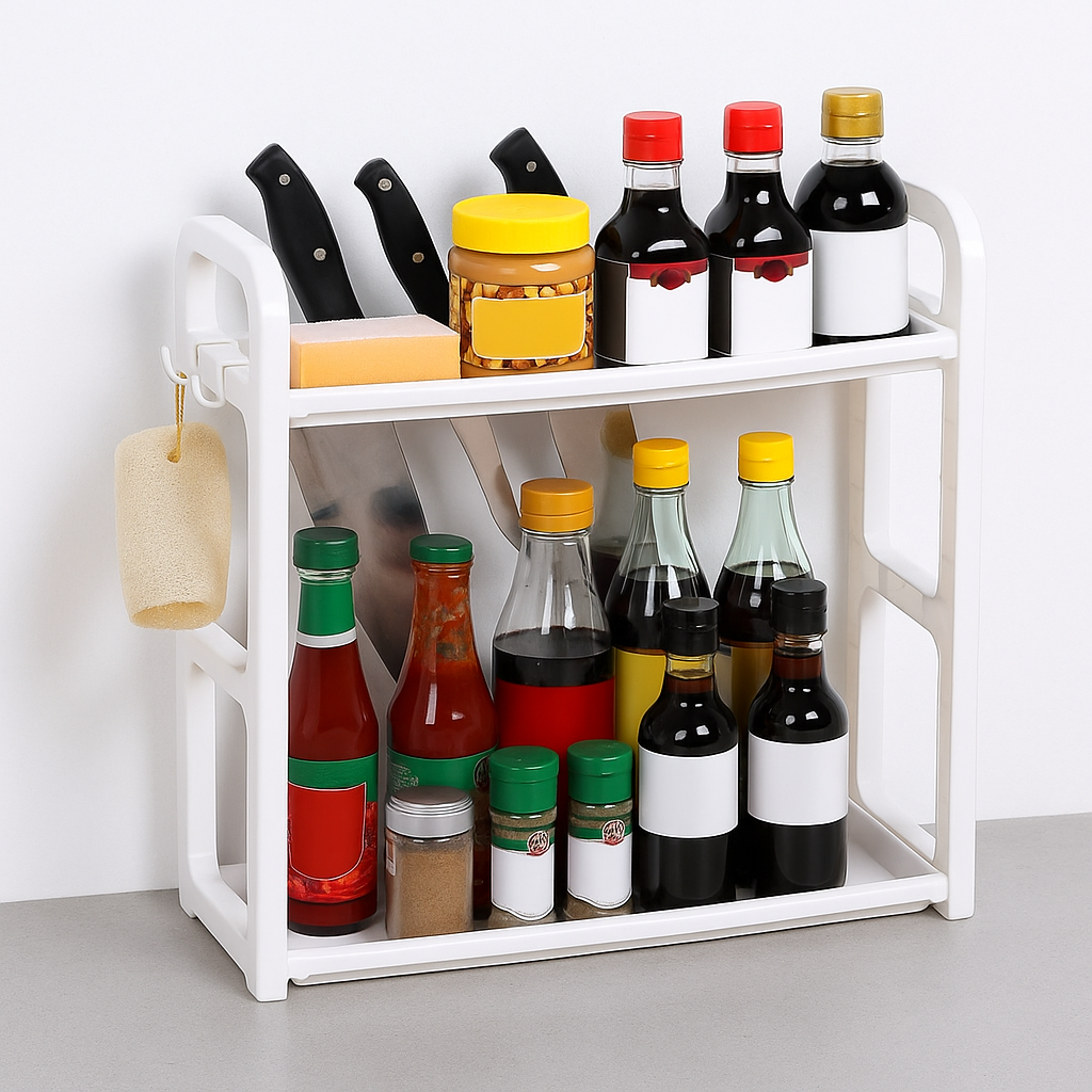 roir 다용도 주방 양념통 수납 2단 정리대 욕실 수납 정리대, 1개 12,900원