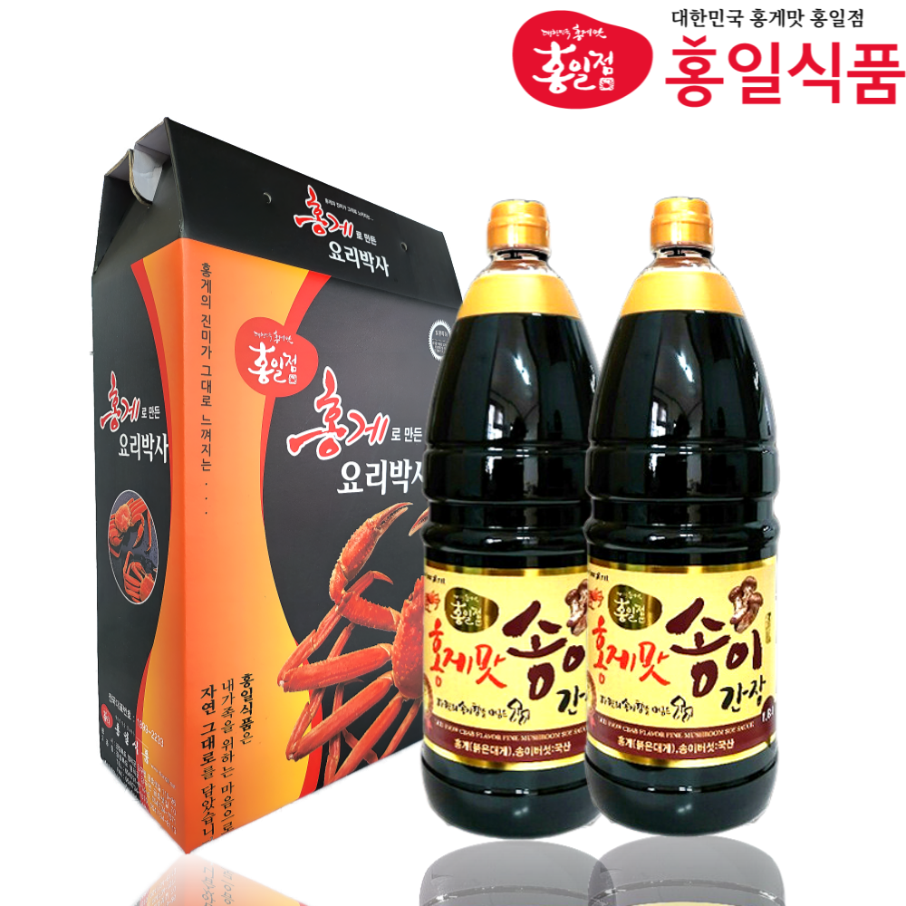 홍일 홍게송이맛간장 1.8L 2개번들 선물세트 선물박스포함 편스토랑 홍게간장 W.A.T.B, 2개, 1.8L 49,000원