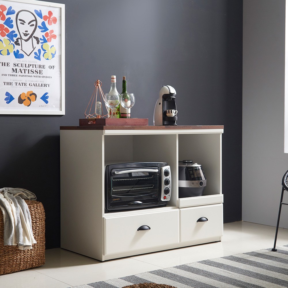 장인가구 퓨어 1000 광파 오븐 수납 렌지대, 아이보리 129,000원