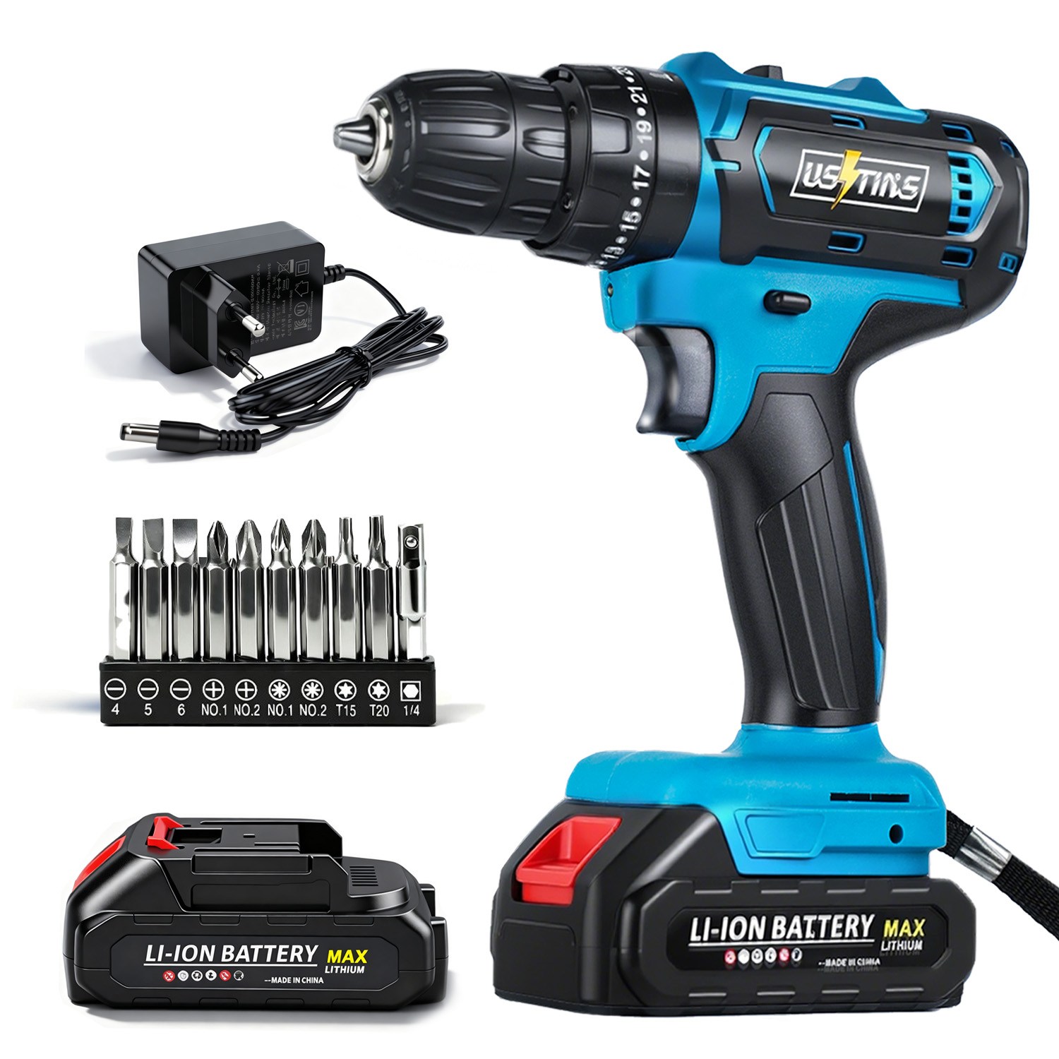 우스틴스 가정용 리튬이온 배터리 전동드릴 전동 드라이버 임팩트 전동드릴 세트 가정용 DIY 가구조립, 벽천공, 자동차 수리까지, 1세트 76,980원