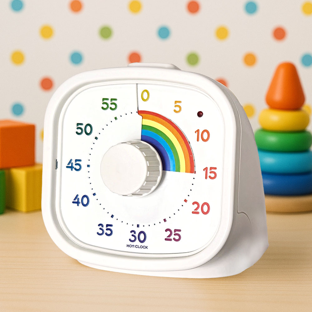 레인보우 뽀모도로 타이머 무소음 아날로그 구글 일시중지 알람 스터디 어린이 주방 유아 쿠킹, 1개, 화이트 16,900원