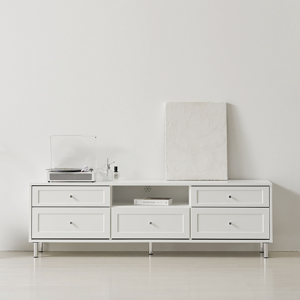 스칸디무드 누베르 몰딩 TV다이 거실장 1800 방문설치, 크롬화이트 199,000원