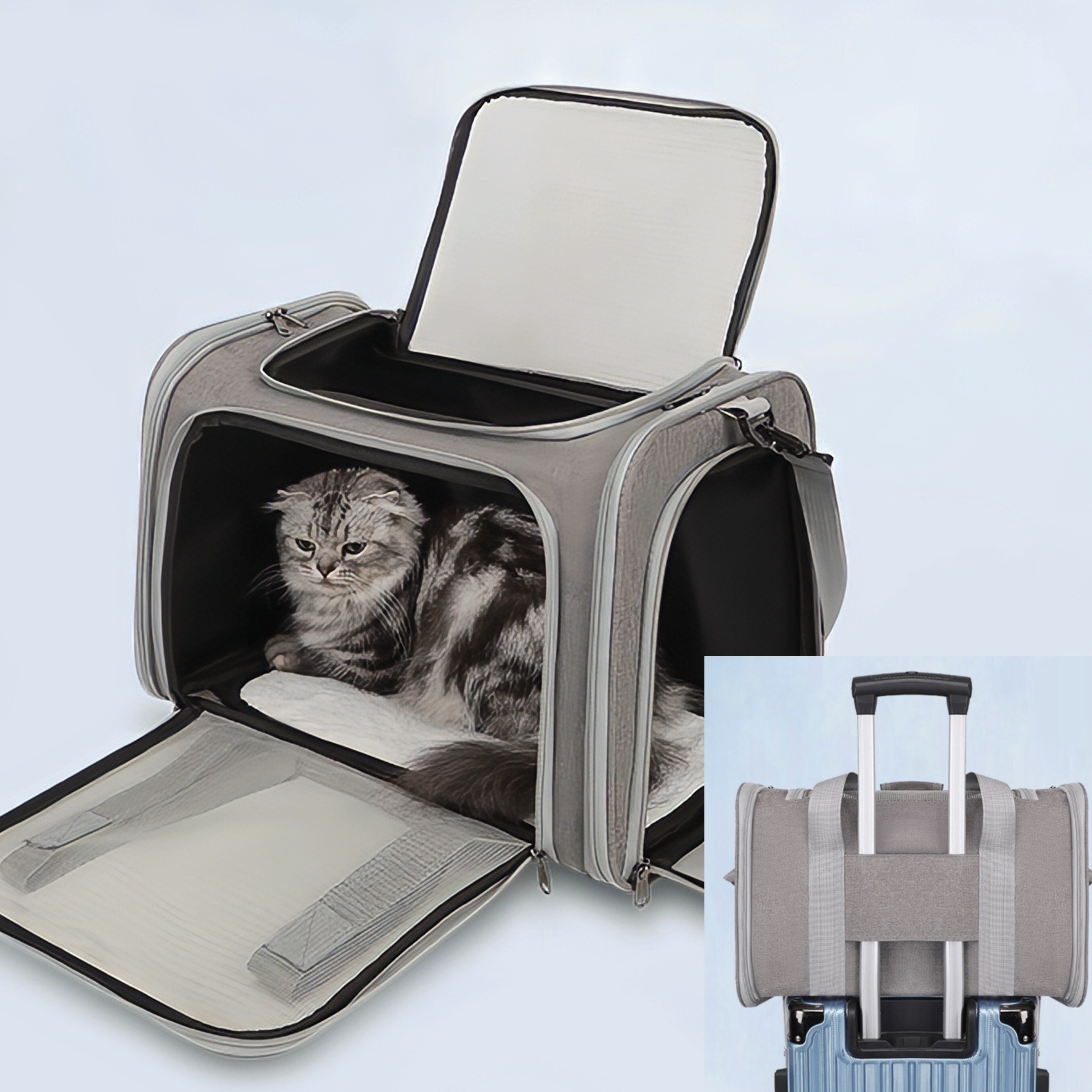 리브포스 외출편한 여행용 접이식 강아지 산책 가방, 1개, 그레이 30,000원