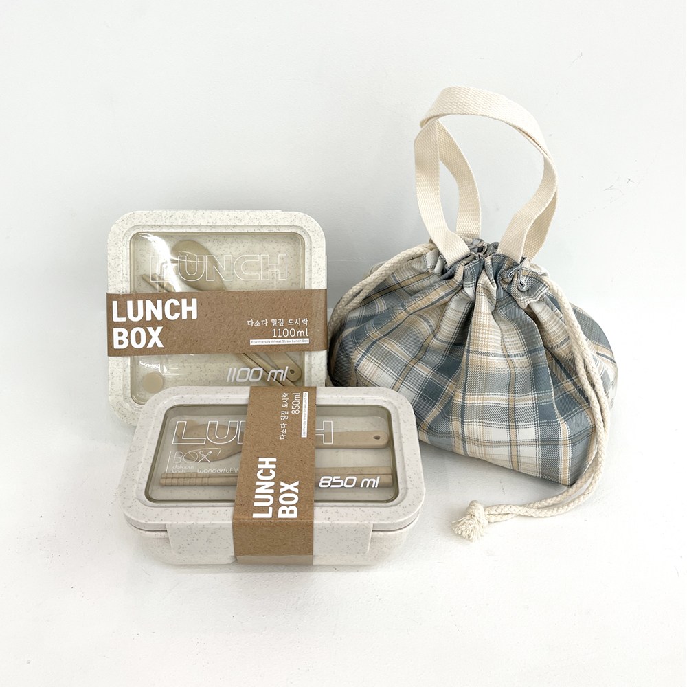 다소다 밀짚 도시락통 직장인 런치박스 전자레인지 밀프랩 용기, 밀색세트, 1세트 15,900원