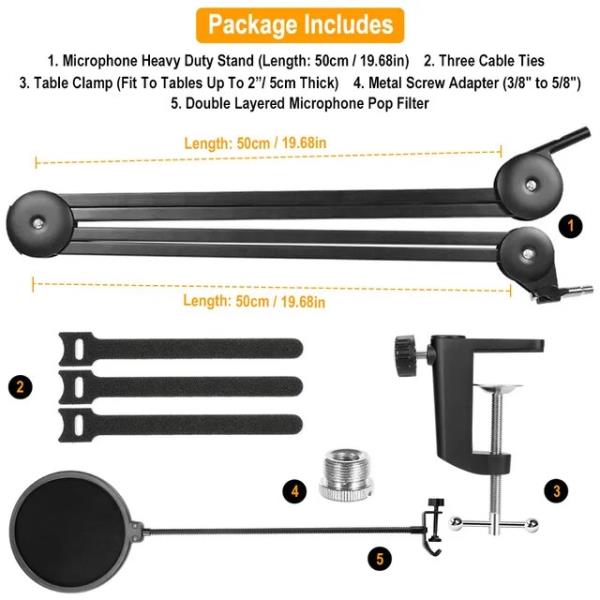 Shure-SM7B 마이크 붐 암, 팝 필터 서스펜션 가위 암 스탠드, Shure SM7B 헤비 듀티 조절 홀더 49,700원