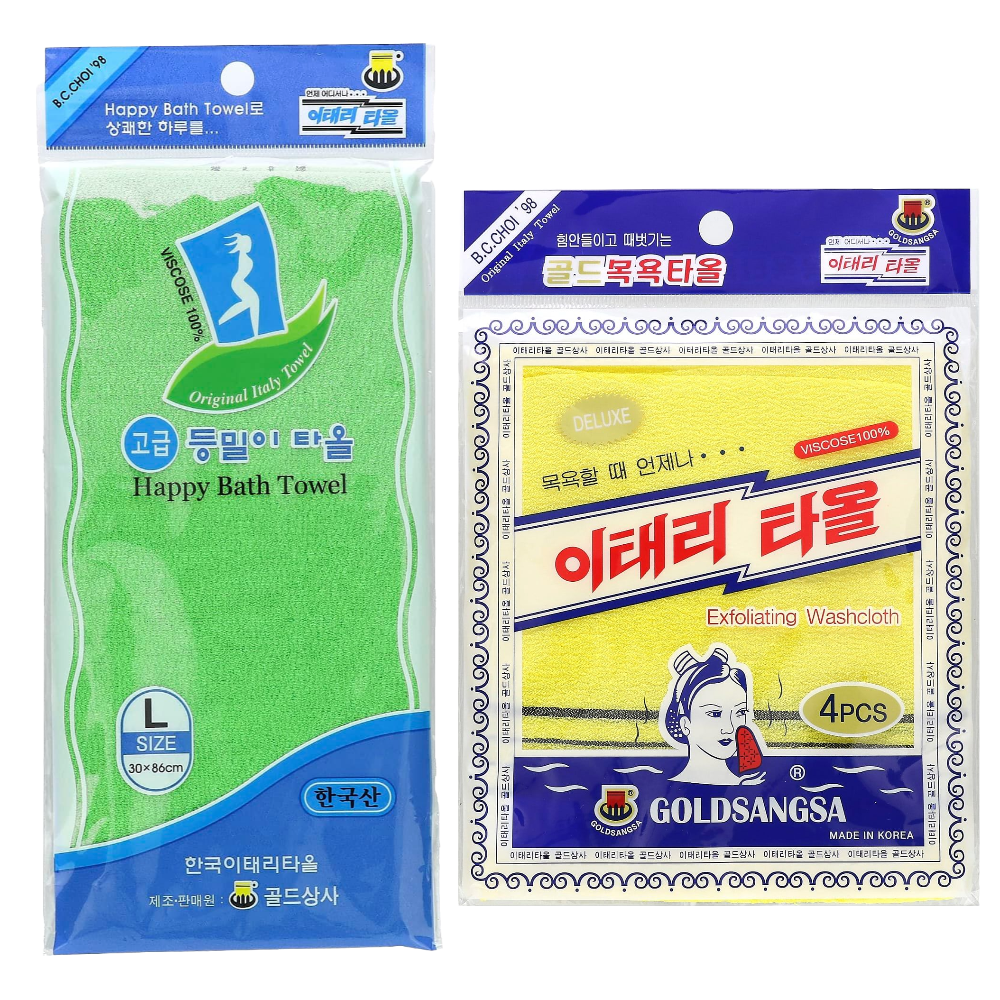 골드상사 이태리 등밀이타올 1매 + 이태리타올 4매 세트, 등밀이타올1매 + 이태리타올 옐로우 4매 셋트, 1세트 8,600원