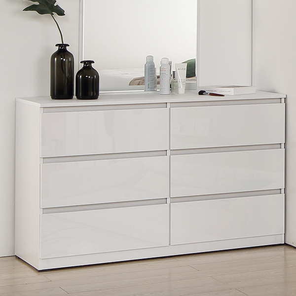 빅로드가구 헤이즈 하이그로시 와이드3단 서랍장, 화이트(LPM유광), 6개 99,800원