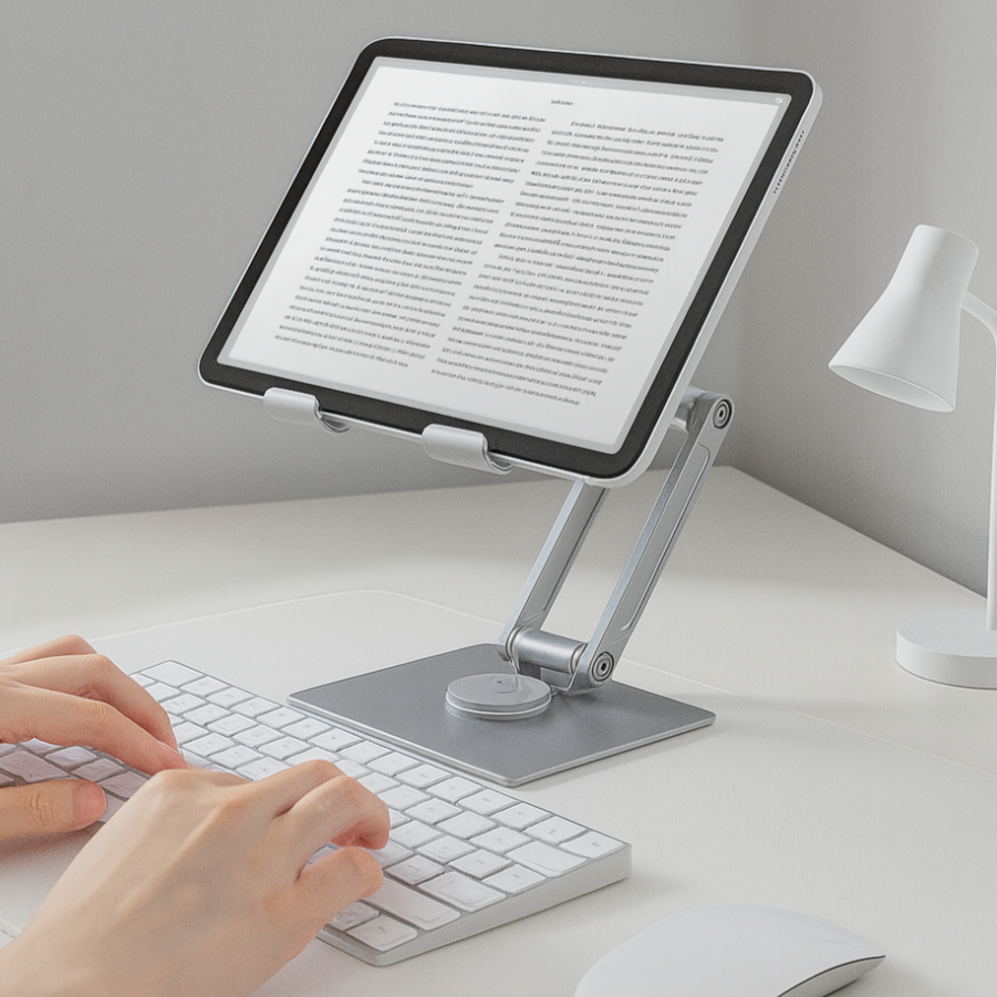 하루포유 360도 회전 접이식 2단 태블릿거치대, 실버, 1개 24,500원