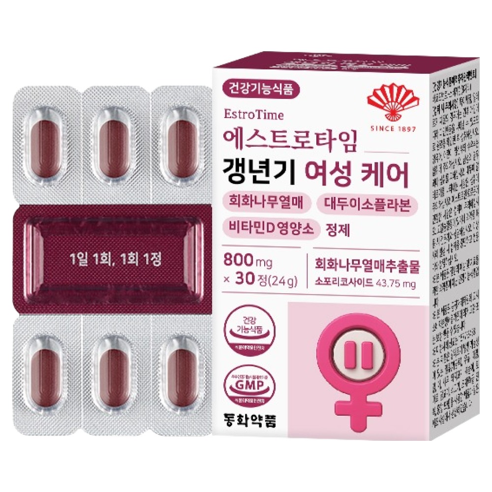 동화약품 에스트로타임 갱년기 여성 케어 회화나무열매 대두이소플라본 비타민D 영양제 13,900원