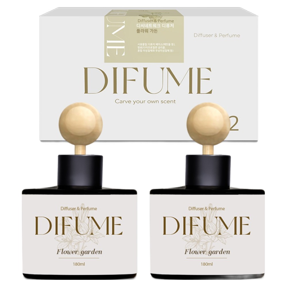 디씨네트워크 퍼퓸 대용량 차량용 방향제 디퓨저 180ml 본품 + 우드볼스틱 세트, 플라워가든, 2개 11,800원