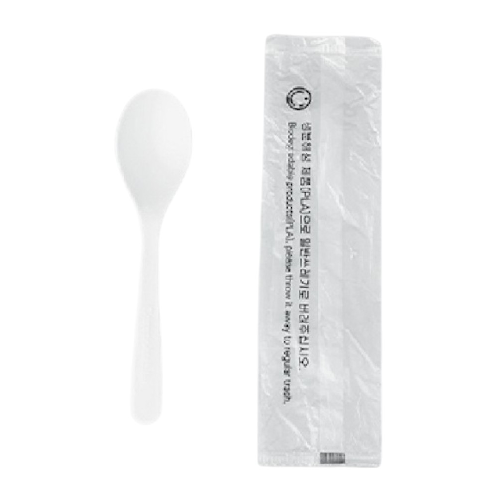 아이엠그리너 생분해 PLA 일회용 미니스푼 화이트 개별포장, 10세트, 100개 73,700원