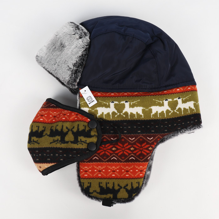 비토스 루돌프 무늬 니트 방한모자 털모자 귀달이모자 마스크탈부착 22,900원