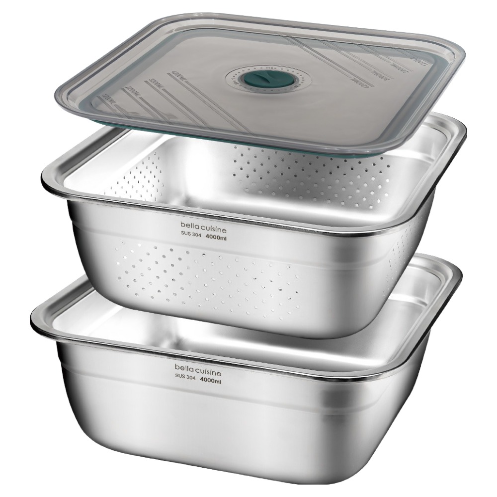 벨라쿠진 무연마제 스텐 304 사각 믹싱볼 채반 2종 세트 4L 33,900원