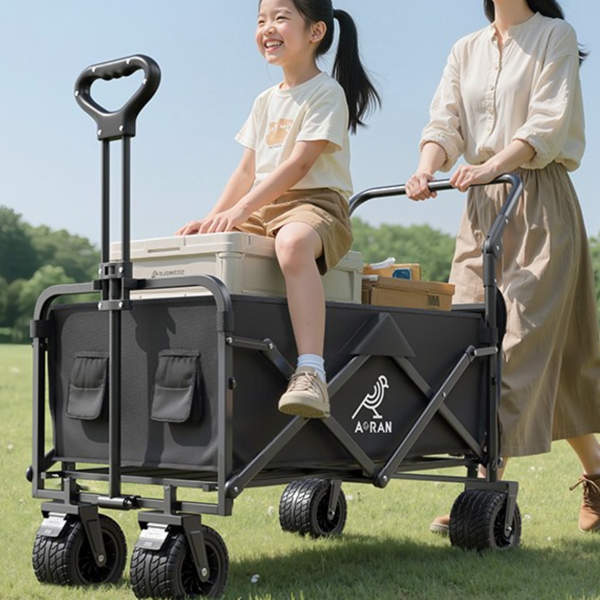 AORAN 캠핑웨건 다기능 밀당 일체형 전지형, 1개, 블랙 84,800원