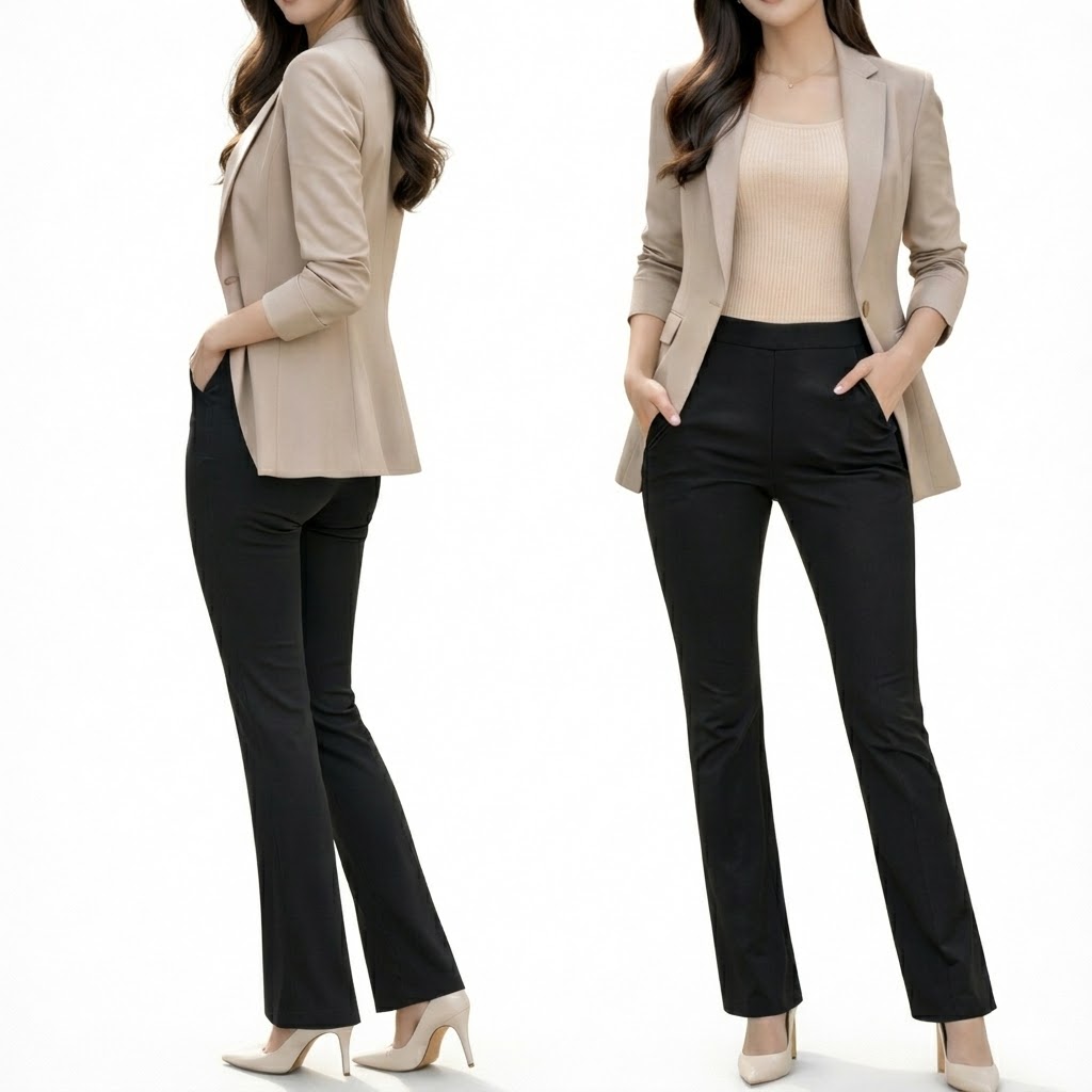 2장[GTM] 국내제작 여성나팔바지 매일 입고싶은 데일리 밴딩 슬랙스 오피스룩 슬림 부츠컷 스판 팬츠 34,800원