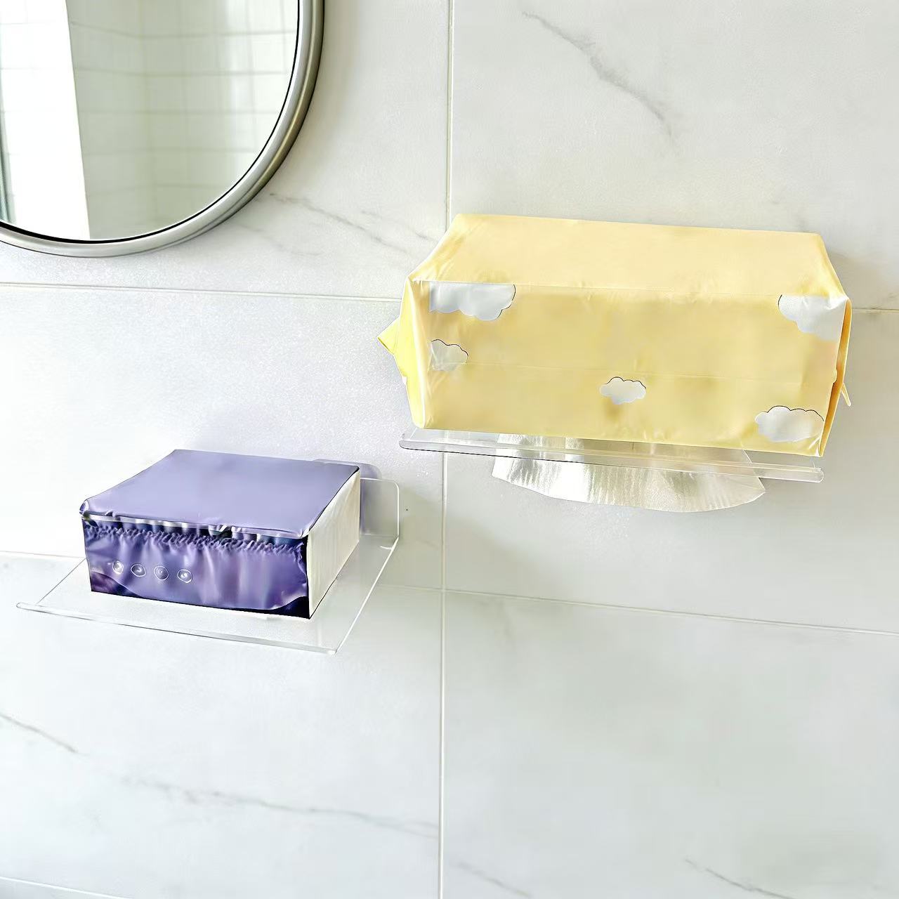 각티슈 거치대 투명 아크릴 무타공 선반 벽걸이 부착형 티슈케이스 다용도 흡착식 화장실 휴지걸이 7,100원