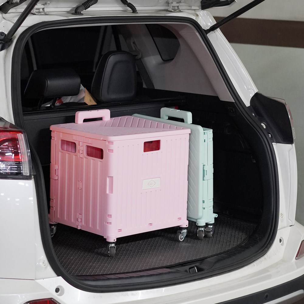 킬제이 360도 4바퀴 접이식 다용도 대형 폴딩카트 마트 쇼핑 시장 손수레 핸드 카트 네모 박스 장바구니 캐리어  65L 34,300원